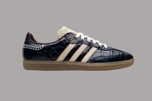 Navy Croc-Embossed Heritage Sneakers – Gum Sole Edition