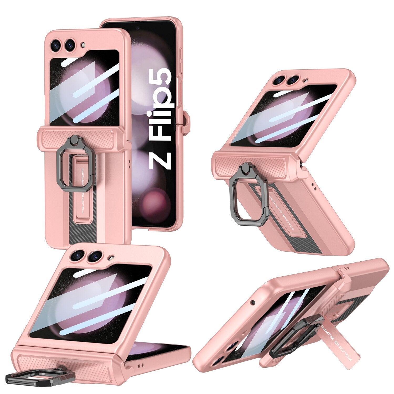 Armor Case with Ring Holder Magnetic Hinge Protective For Samsung Galaxy Z Flip 5