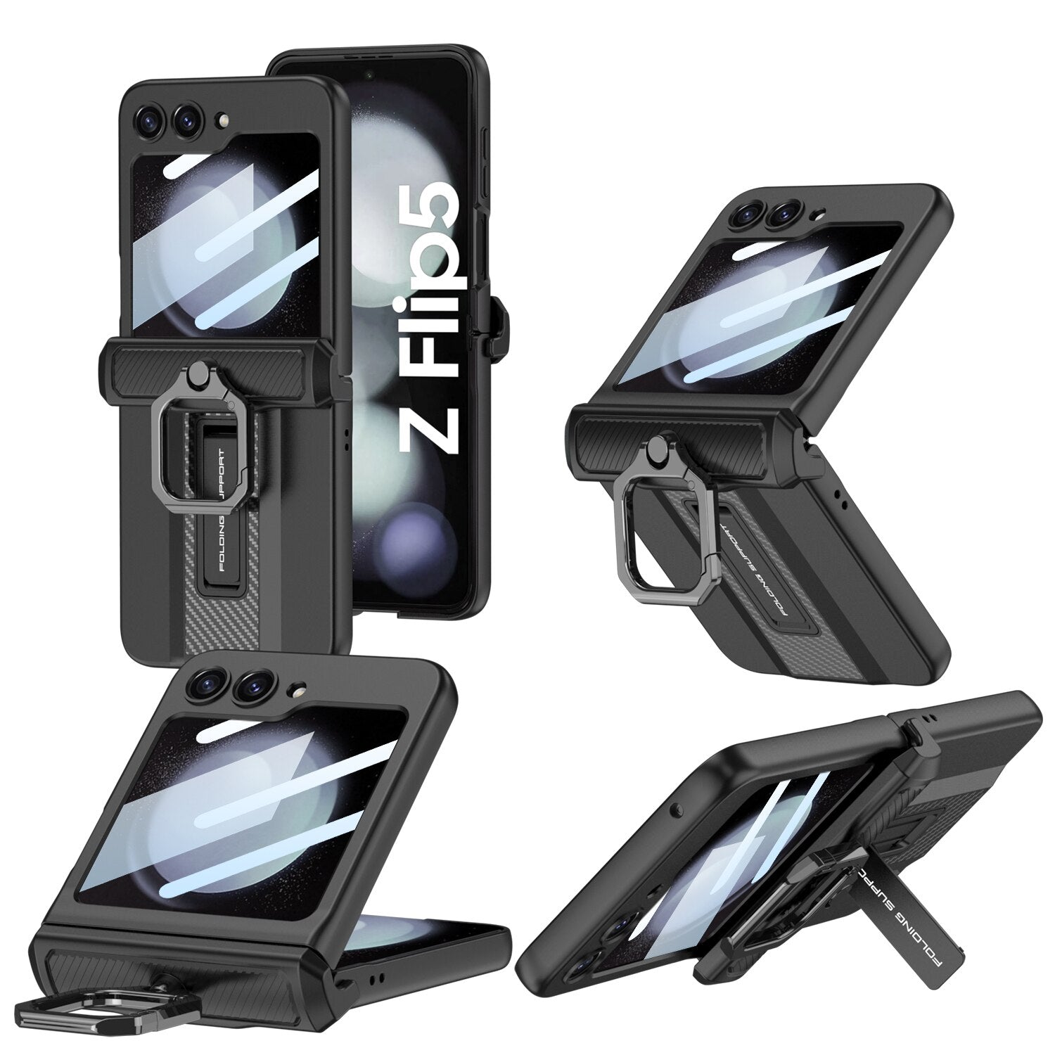 Armor Case with Ring Holder Magnetic Hinge Protective For Samsung Galaxy Z Flip 5