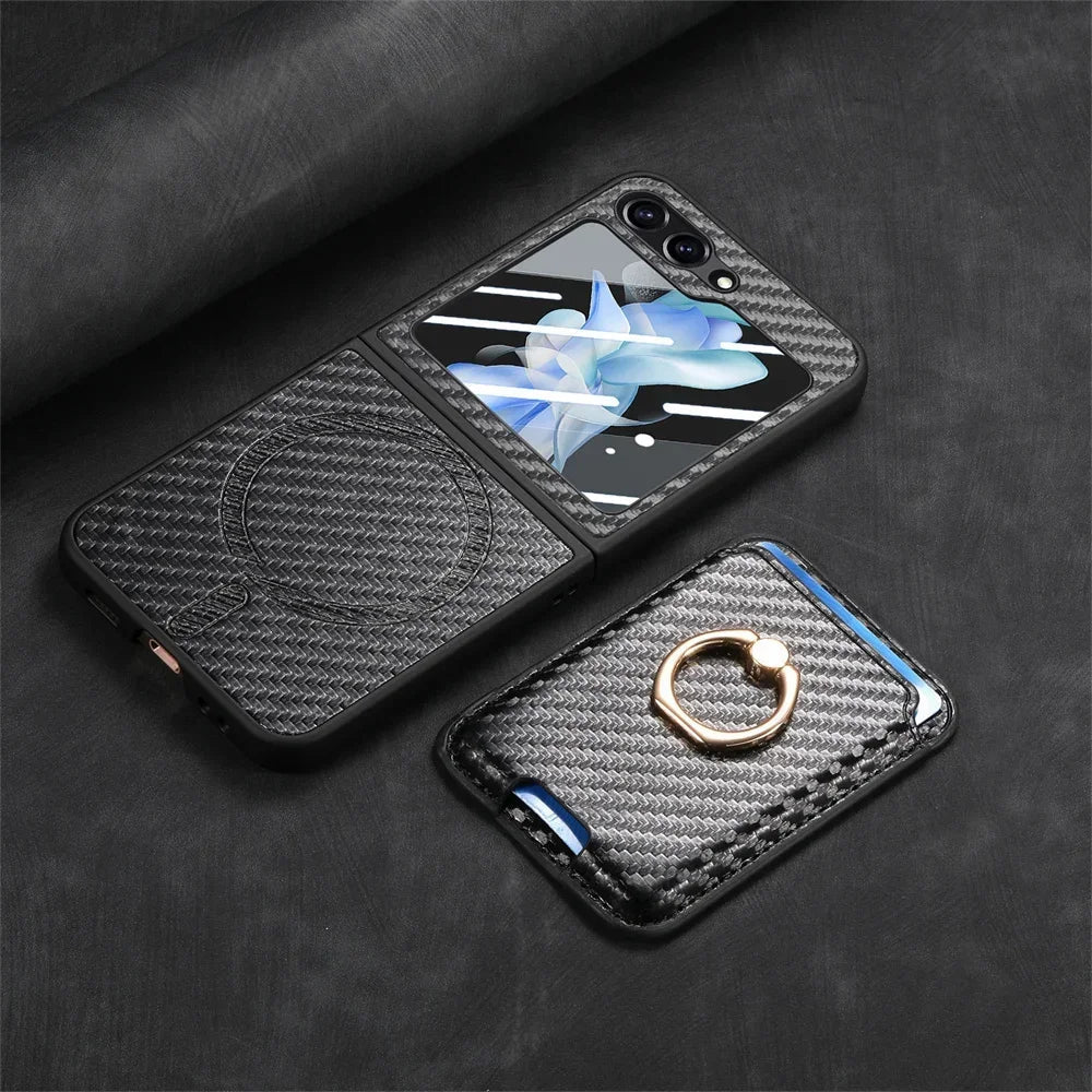 2 in 1 Detachable Carbon Fiber Case and Card Wallet